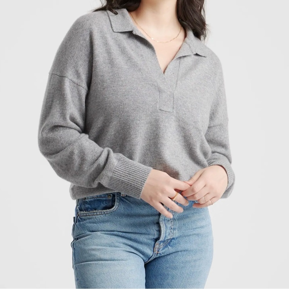 Quince Mongolian Cashmere Polo Sweater
